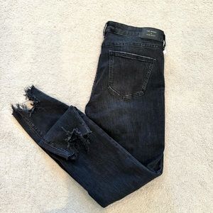Zara Black Skinny Jeans with Raw Hem Distress